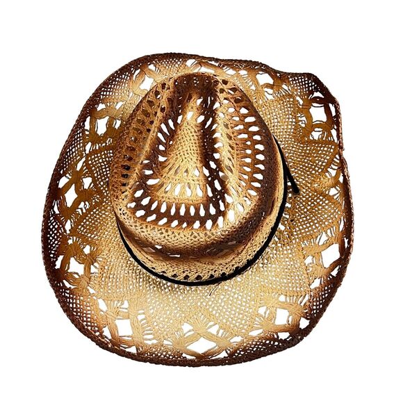 Moksman Straw Cowboy Western Braided Hat Shapable Brim Size M Excellent! main image 9